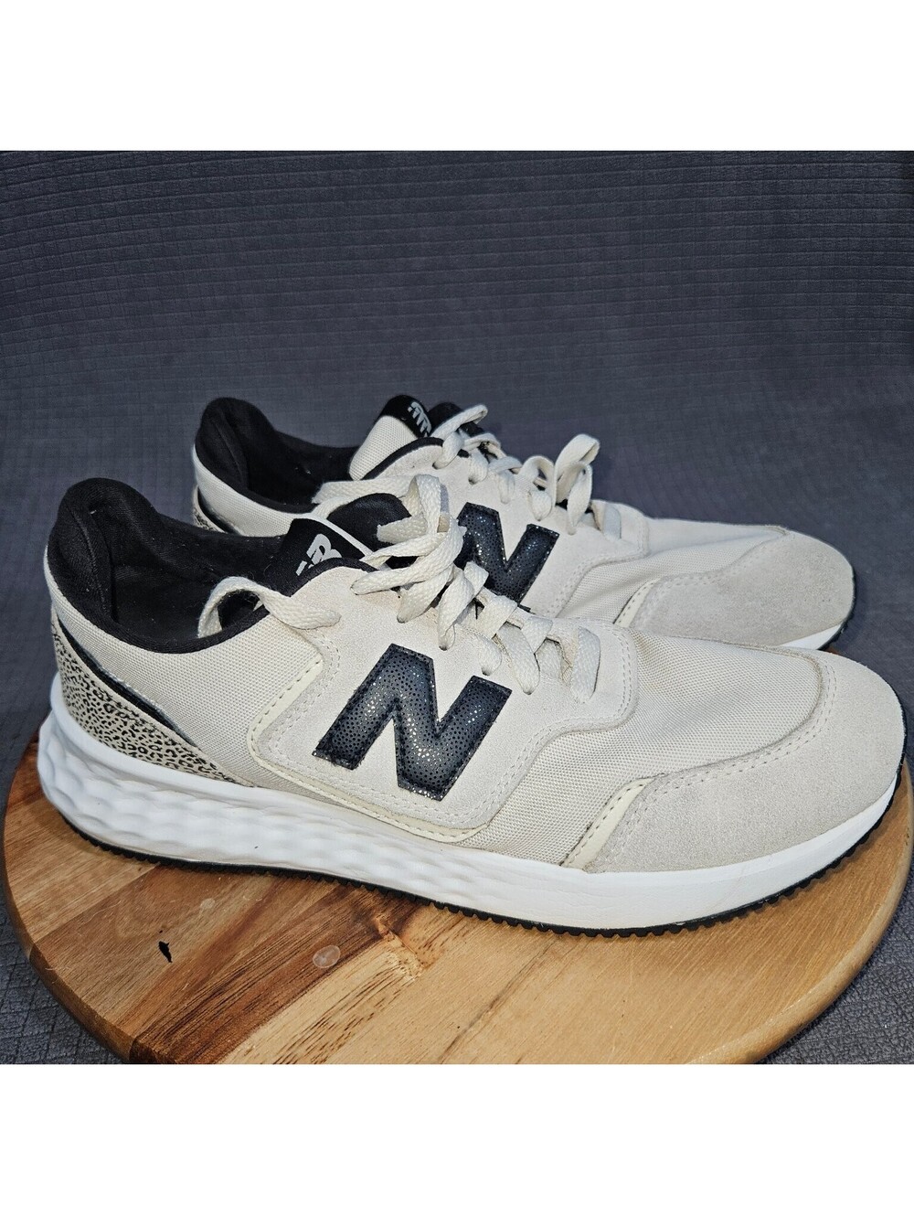New Balance Athletic Shoes Women's Cream Black Leopard US 10 Fresh Foam Suede